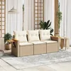 Image de vidaXL Salon de Jardin avec Coussins 3 pcs, Canapés de Terrasse, Ensemble de Meubles de Patio, Mobilier d'Extérieur, Beige 3258999