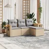 Image de vidaXL Salon de Jardin avec Coussins 4 pcs, Canapés de Terrasse, Ensemble de Meubles de Patio, Mobilier d'Extérieur, Beige 3259147