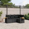 Image de vidaXL 4-delige Loungeset met kussens poly rattan zwart3259171