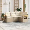 Image de vidaXL 4-delige Loungeset met kussens poly rattan beige3259174