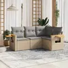 Image de vidaXL Salon de Jardin avec Coussins 4 pcs, Canapés de Terrasse, Ensemble de Meubles de Patio, Mobilier d'Extérieur, Beige 3259175