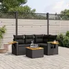 Image de vidaXL 5-delige Loungeset met kussens poly rattan zwart3259178