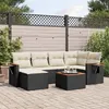 Image de 7 pieces Vidaxl 6 personnes noir salon de jardin modulable 62.0 x 62 x 69 resine tressee