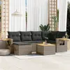 Image de Salon de jardin modulable VIDAXL rotin gris 7 pieces 6 personnes