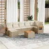 Image de Vidaxl Salon de jardin modulable - Lot de 8 pièces - Rotin Beige - Table pliante - 7 personnes