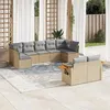 Image de Salon de jardin modulable Vidaxl rotin beige 9 pieces 62.0 x 62 x 69 9 personnes