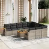 Image de Salon de jardin modulable Vidaxl 11 pieces 10 personnes resine tressee 62.0 x 62 x 69 cm gris