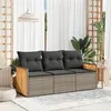 Image de Salon de jardin modulable vidaxl resine tressee 3 pieces gris 62 x 55 x 69 cm 3 personnes