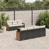 Image de Salon de jardin modulable vidaxl resine tressee 7 personnes noir 62 x 55 x 69 cm 8 pieces