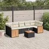 Image de Salon de jardin modulable vidaxl resine tressee 7 personnes noir 62 x 62 x 69 cm 8 pieces