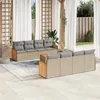 Image de Salon de jardin modulable Vidaxl rotin beige 9 pieces 62 x 55 x 69 8 personnes