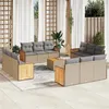 Image de Salon de jardin modulable Vidaxl rotin beige 13 pieces x 59 x 69 12 personnes