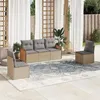 Image de vidaXL Salon de jardin avec coussins 5 pcs beige résine tressée 3259931