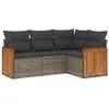 Image de vidaXL Salon de jardin 4 pcs avec coussins gris résine tressée 3260016