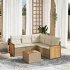 Image de Salon de jardin modulable vidaxl resine tressee 6 pieces beige 62 x 62 x 69 cm 5 personnes