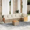 Image de Salon de jardin vidaxl 6 personnes beige 7 pieces 62 x 62 x 69 cm rotin