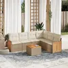 Image de Salon de jardin modulable vidaxl 7 pieces beige rotin 62 x 62 x 69 cm 6 personnes