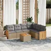 Image de Vidaxl Salon de jardin modulable - Lot de 7 pièces - Rotin - 6 personnes - Beige - Table fixe avec rangement