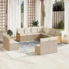 Image de vidaXL Salon de Jardin avec Coussins 11 pcs, Canapés de Patio, Ensemble de Meubles, Mobilier de Terrasse Extérieur, Beige 3260168