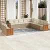 Image de Salon de jardin modulable Vidaxl rotin beige 11 pieces x 59 x 69 11 personnes