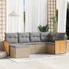 Image de vidaXL Salon de Jardin avec Coussins 6 pcs, Canapés de Patio, Ensemble de Meubles, Mobilier de Terrasse Extérieur, Beige 3260260