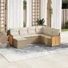 Image de Salon de jardin modulable vidaxl resine tressee 7 personnes beige 62 x 62 x 69 cm 7 pieces