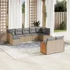 Image de vidaXL Salon de Jardin avec Coussins 9 pcs, Canapés de Patio, Ensemble de Meubles, Mobilier de Terrasse Extérieur, Beige 3260372