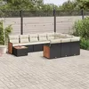 Image de vidaXL Salon de Jardin avec Coussins 11 pcs, Canapés de Patio, Ensemble de Meubles, Mobilier de Terrasse Extérieur, Noir 3260446