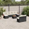 Image de vidaXL Salon de Jardin avec Coussins 10 pcs, Canapés de Patio, Ensemble de Meubles, Mobilier de Terrasse Extérieur, Noir 3260460