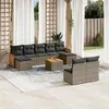Image de Salon de jardin modulable vidaxl rotin 9 personnes gris 62 x 55 x 69 cm 10 pieces