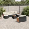 Image de Salon de jardin modulable vidaxl noir 9 personnes rotin 62 x 55 x 69 cm 10 pieces