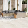 Image de vidaXL Salon de Jardin avec Coussins 11 pcs, Canapés de Patio, Ensemble de Meubles, Mobilier de Terrasse Extérieur, Beige 3260512