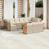Image de Salon de jardin modulable Vidaxl rotin beige 14 pieces x 59 x 69