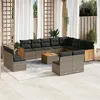 Image de vidaXL Salon de Jardin avec Coussins 13 pcs, Canapés de Patio, Ensemble de Meubles, Mobilier de Terrasse Extérieur, Gris 3260562
