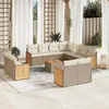 Image de Salon de jardin modulable vidaxl resine tressee beige 11 personnes 62 x 62 x 69 cm 12 pieces