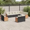 Image de vidaXL Salon de Jardin avec Coussins 12 pcs, Canapés de Terrasse, Ensemble de Meubles de Patio, Mobilier d'Extérieur, Noir 3224181