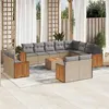 Image de Salon de jardin modulable vidaxl resine tressee 12 personnes 13 pieces 62 x 62 x 69 cm beige