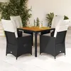 Image de vidaXL Ensemble à manger de jardin coussins 5pcs Noir Résine tressée, ensemble de salle à manger d'extérieur, meuble de 3276680