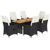 Image de Ensemble à manger de jardin vidaXL coussins 7 pcs noir résine tressée 3276688