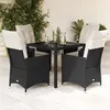Image de vidaXL Ensemble à manger de jardin coussins 5pcs Noir Résine tressée, ensemble de salle à manger d'extérieur, meuble de 3276692