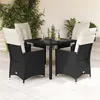Image de vidaXL Ensemble à manger de jardin coussins 5pcs Noir Résine tressée, ensemble de salle à manger d'extérieur, meuble de 3276693