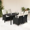 Image de vidaXL Ensemble à manger de jardin coussins 5pcs Noir Résine tressée, ensemble de salle à manger d'extérieur, meuble de 3276694