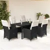 Image de vidaXL Ensemble à manger de jardin coussins 7pcs Noir Résine tressée, ensemble de salle à manger d'extérieur 3276696