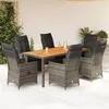 Image de Salon de jardin vidaxl rotin 7 pieces gris 190.0 x 90 x 75 cm