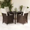 Image de vidaXL Ensemble à manger de jardin 5 pcs et coussins marron poly rotin, ensemble de salle à manger d'extérieur, meuble de 3276768