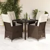 Image de vidaXL Ensemble à manger de jardin 5 pcs et coussins marron poly rotin, ensemble de salle à manger d'extérieur, meuble de 3276769