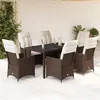 Image de vidaXL Ensemble à manger de jardin et coussins 7 pcs marron rotin, ensemble de salle à manger d'extérieur 3276771