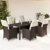 Image de vidaXL Ensemble à manger de jardin et coussins 7 pcs marron rotin, ensemble de salle à manger d'extérieur 3276773