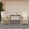 Image de vidaXL Ensemble de bistro 3 pcs avec coussins beige résine tressée, ensemble de bistro de jardin, ensemble de balcon, 3276799