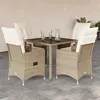 Image de vidaXL Ensemble à manger de jardin avec coussins 5pcs Beige poly rotin, ensemble de salle à manger d'extérieur, meuble de 3276800